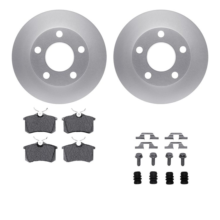 4612-74005 Geospec Brake Rotors w/5000 Euro Ceramic Brake Pads & Hardware, 2002-2004 Audi/Volkswagen, Position: Rear