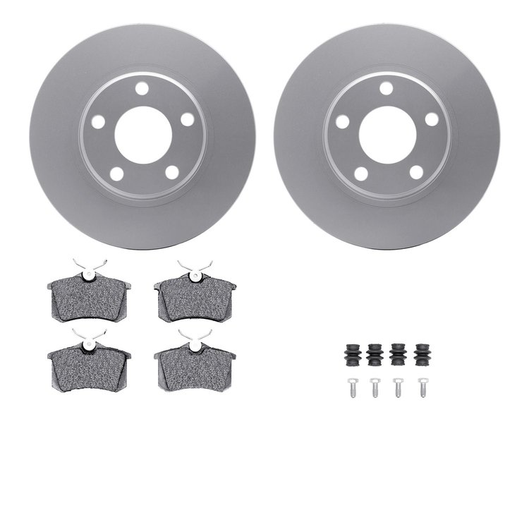 4612-74009 Geospec Brake Rotors w/5000 Euro Ceramic Brake Pads & Hardware, 2001-2003 Audi/Volkswagen, Position: Rear