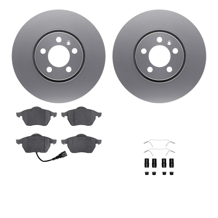 4612-74011 Geospec Brake Rotors w/5000 Euro Ceramic Brake Pads & Hardware, 1999-2010 Audi/Volkswagen, Position: Front
