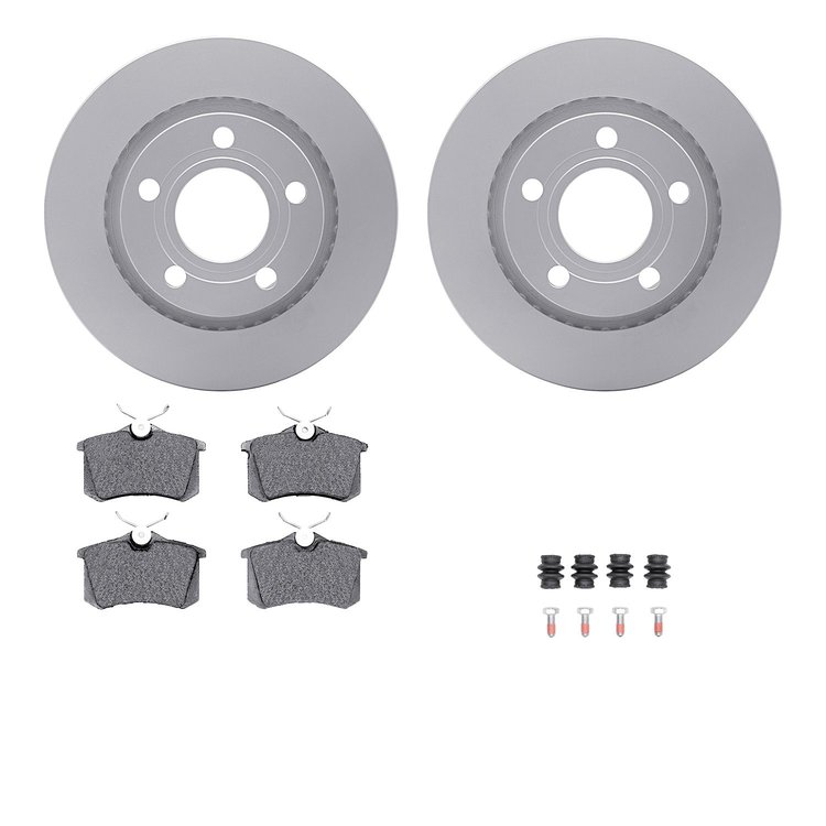 4612-74015 Geospec Brake Rotors w/5000 Euro Ceramic Brake Pads & Hardware, 1999-2004 Audi/Volkswagen, Position: Rear