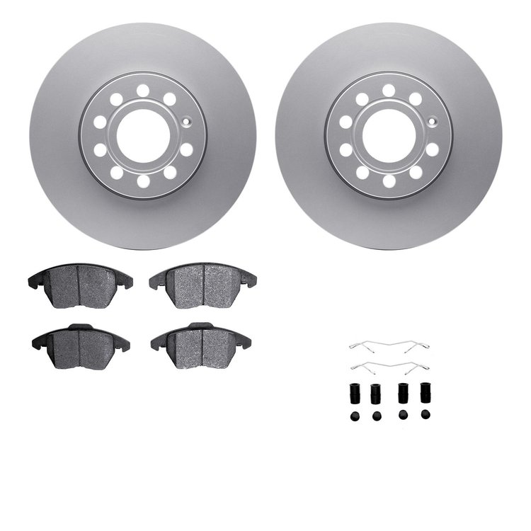 4612-74017 Geospec Brake Rotors w/5000 Euro Ceramic Brake Pads & Hardware, 2005-2018 Audi/Volkswagen, Position: Front