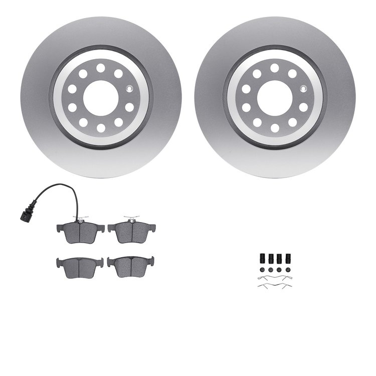 4612-74021 Geospec Brake Rotors w/5000 Euro Ceramic Brake Pads & Hardware, Fits Select Audi/Volkswagen, Position: Rear