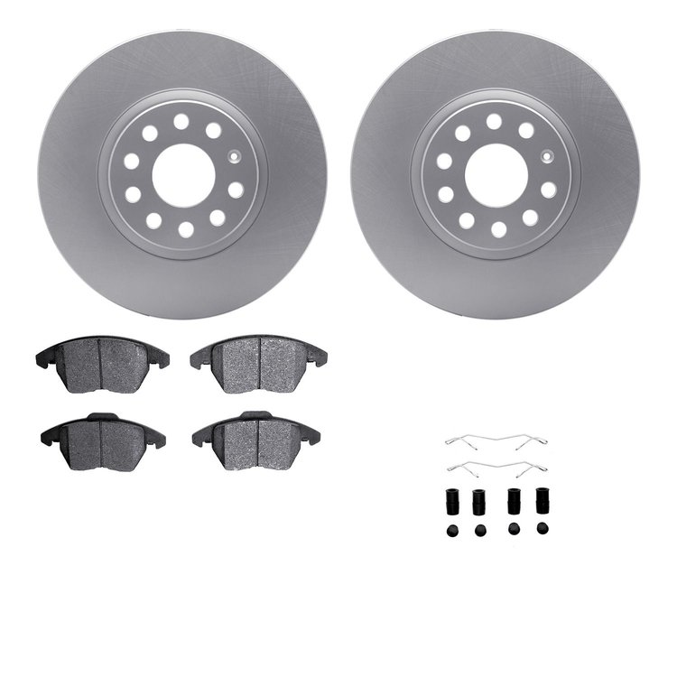 4612-74034 Geospec Brake Rotors w/5000 Euro Ceramic Brake Pads & Hardware, 2005-2017 Audi/Volkswagen, Position: Front