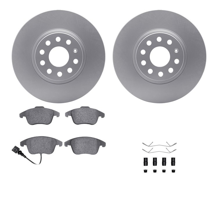4612-74036 Geospec Brake Rotors w/5000 Euro Ceramic Brake Pads & Hardware, 2009-2020 Audi/Volkswagen, Position: Front