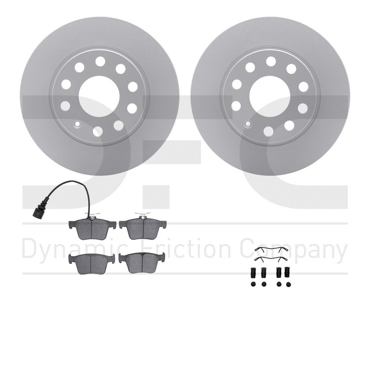 4612-74040 Geospec Brake Rotors w/5000 Euro Ceramic Brake Pads & Hardware, Fits Select Audi/Volkswagen, Position: Rear