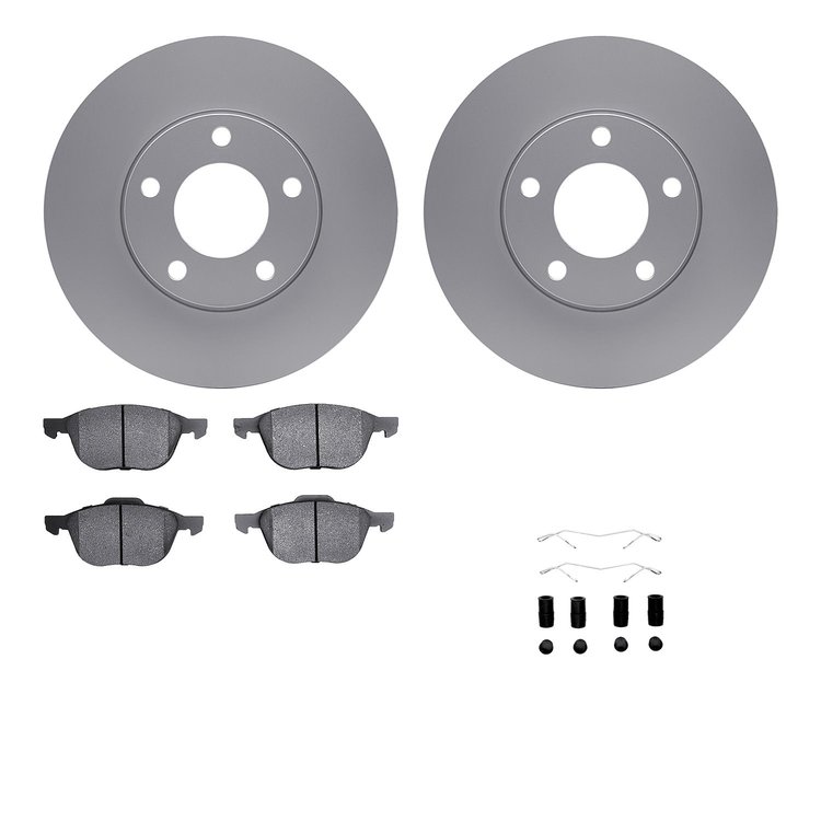 4612-80002 Geospec Brake Rotors w/5000 Euro Ceramic Brake Pads & Hardware, 2004-2013 Ford/Lincoln/Mercury/Mazda, Position: Front