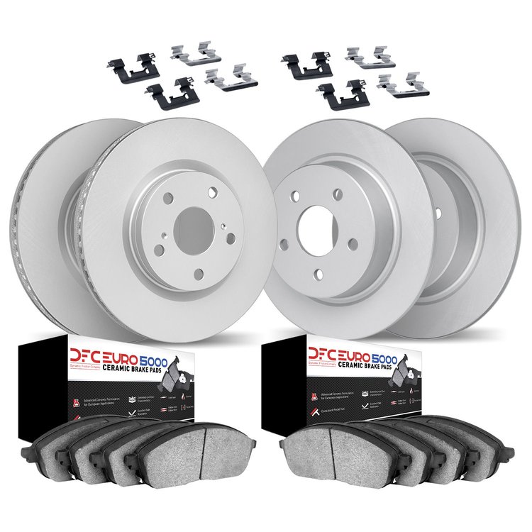 4614-10305 Geospec Brake Rotors w/5000 Euro Ceramic Brake Pads & Hardware, 2001-2006 Audi/Volkswagen, Position: Front and Rear