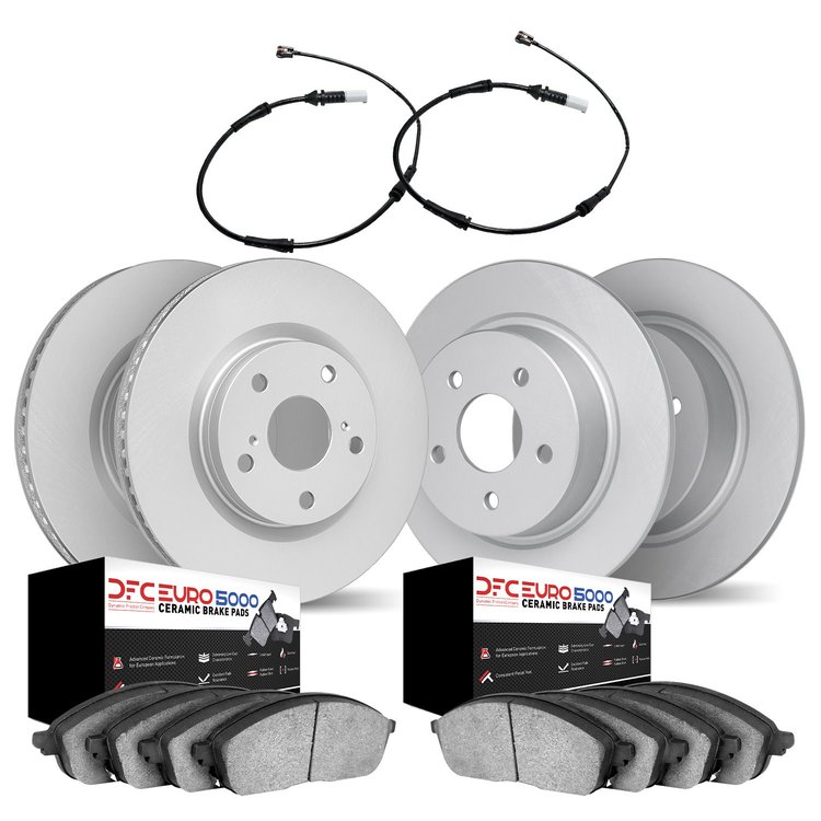 4634-12549 Geospec Brake Rotors w/5000 Euro Ceramic Brake Pads & Sensor, 2015-2021 Audi/Volkswagen, Position: Front and Rear