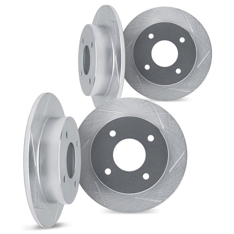 5004-40080 Slotted Brake Rotors [Silver], 1978-1983 Mopar, Position: Front and Rear