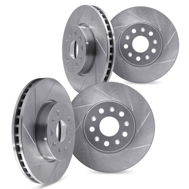 5004-40155 Slotted Brake Rotors [Silver], 2002-2006 Multiple Makes/Models, Position: Front and Rear