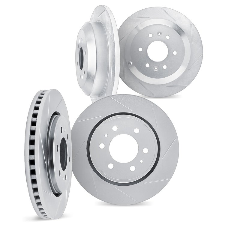 5004-40182 Slotted Brake Rotors [Silver], Fits Select Multiple Makes/Models, Position: Front and Rear