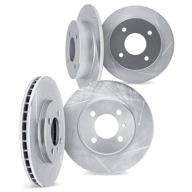 5004-58005 Slotted Brake Rotors [Silver], 1987-1990 Acura/Honda, Position: Front and Rear
