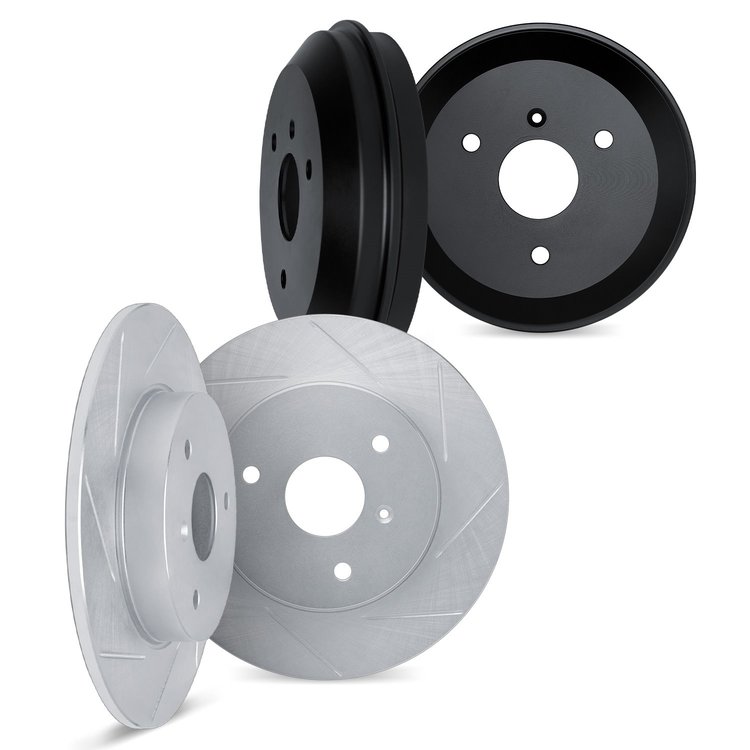 5004-63086 Slotted Brake Rotors & Drums Kit [Silver], 2005-2016 Smart, Position: Front and Rear
