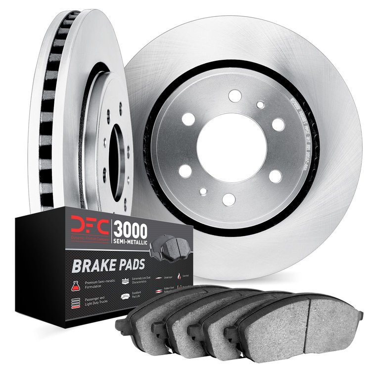 5102-92030 Slotted Brake Rotors with 3000-Series Semi-Metallic Brake Pads [Silver], 2008-2017 Mitsubishi, Position: Front