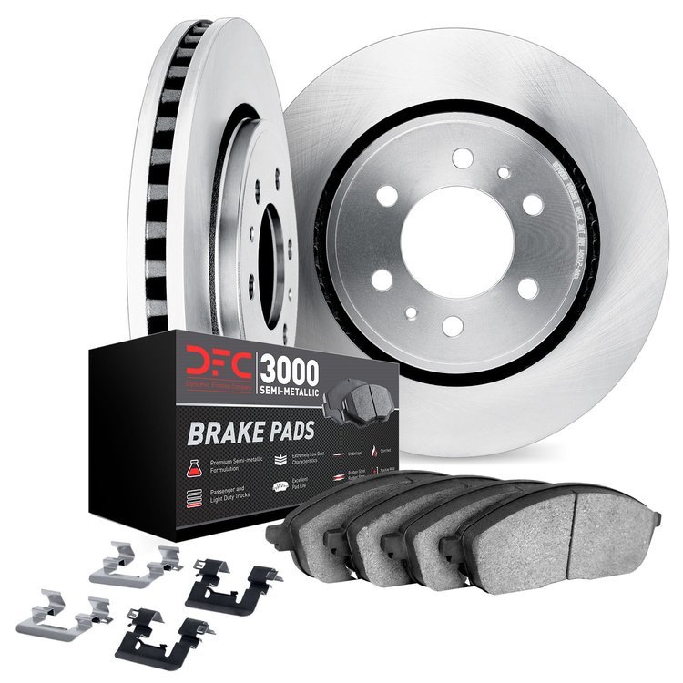 5112-67107 Slotted Brake Rotors with 3000-Series Semi-Metallic Brake Pads Kit & Hardware [Silver], Fits Select Multiple Makes/Mo
