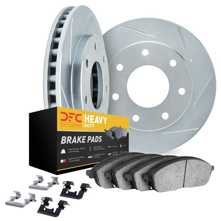 5212-54009 Slotted Brake Rotors w/Heavy-Duty Brake Pads Kits & Hardware [Silver], 2012-2014 Ford/Lincoln/Mercury/Mazda, Position