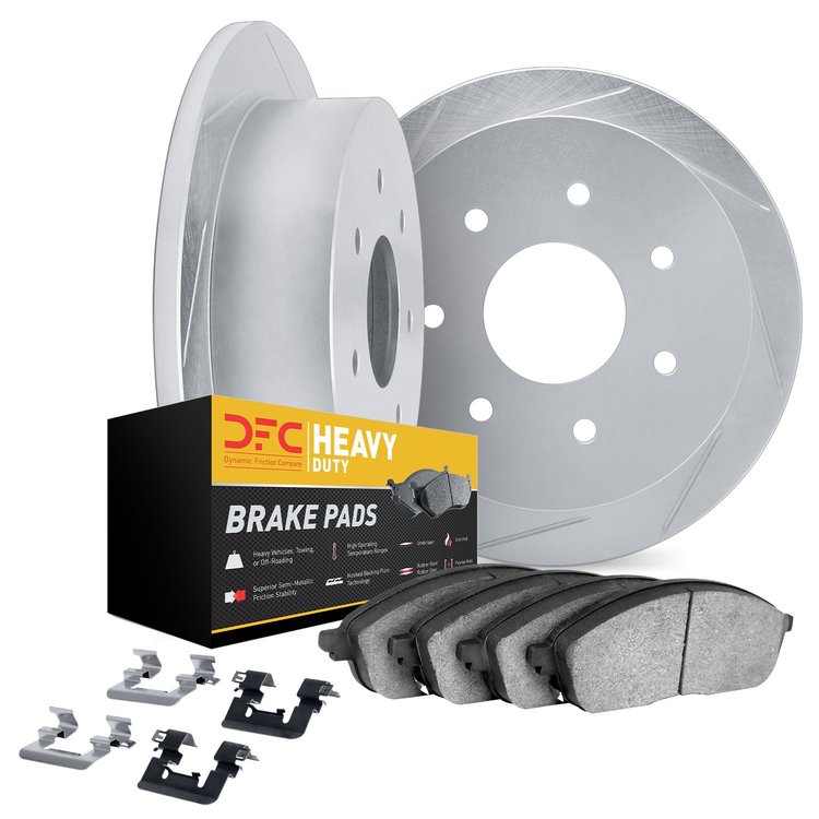 5212-99137 Slotted Brake Rotors w/Heavy-Duty Brake Pads Kits & Hardware [Silver], 1997-2004 Ford/Lincoln/Mercury/Mazda, Position