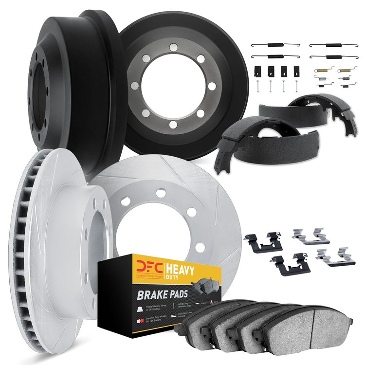 5214-48120 Slotted Brake Rotors w/Heavy-Duty Brake Pads/Drums/Shoes & Hardware Kit [Silver], 1993-2005 Multiple Makes/Models, Po