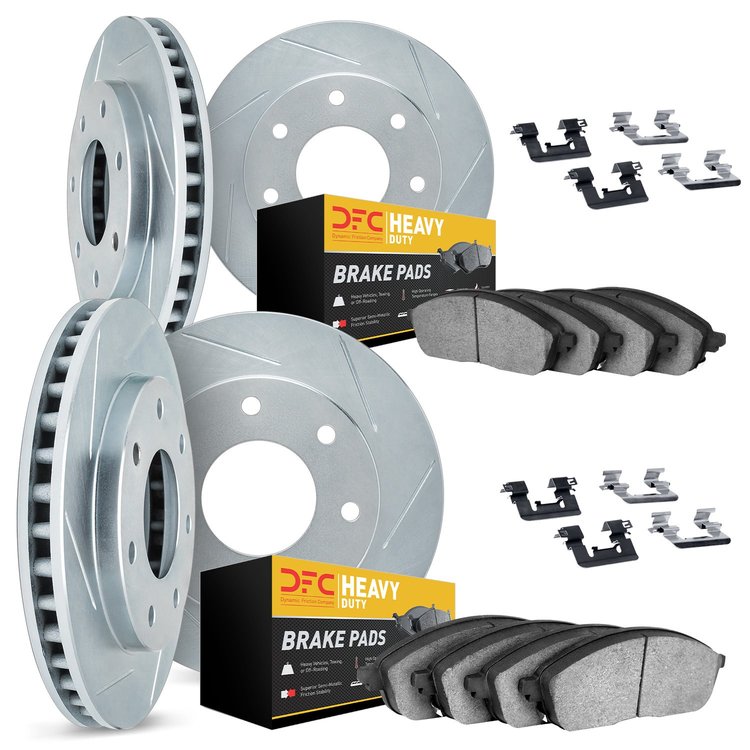 5214-54064 Slotted Brake Rotors w/Heavy-Duty Brake Pads Kits & Hardware [Silver], 2004-2008 Ford/Lincoln/Mercury/Mazda, Position