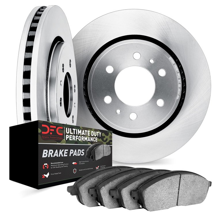 5402-47014 Slotted Brake Rotors with Ultimate-Duty Brake Pads Kit [Silver], 2006-2009 GM, Position: Front