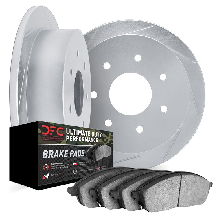 5402-54037 Slotted Brake Rotors with Ultimate-Duty Brake Pads Kit [Silver], 1997-2004 Ford/Lincoln/Mercury/Mazda, Position: Rear