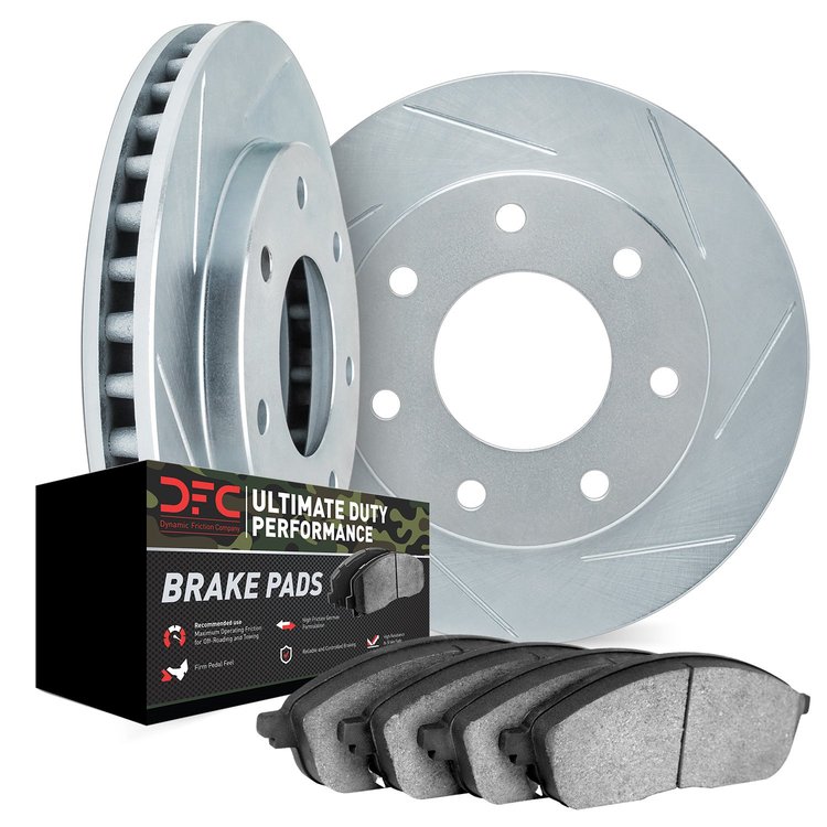 5402-54073 Slotted Brake Rotors with Ultimate-Duty Brake Pads Kit [Silver], 2004-2008 Ford/Lincoln/Mercury/Mazda, Position: Fron