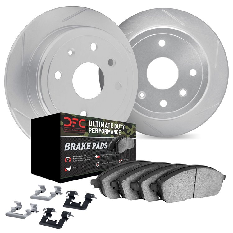 5412-54031 Slotted Brake Rotors with Ultimate-Duty Brake Pads Kit & Hardware [Silver], 2001-2002 Ford/Lincoln/Mercury/Mazda, Pos