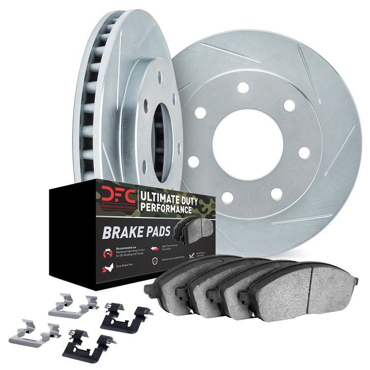 5412-54076 Slotted Brake Rotors with Ultimate-Duty Brake Pads Kit & Hardware [Silver], 2004-2011 Ford/Lincoln/Mercury/Mazda, Pos