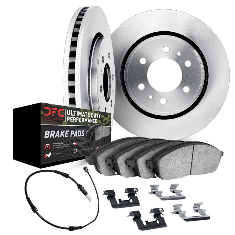 5422-47002 Slotted Brake Rotors with Ultimate-Duty Brake Pads/Sensor & Hardware Kit [Silver], Fits Select GM, Position: Rear