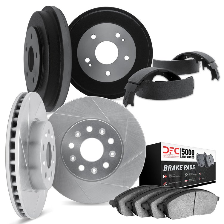 5504-52000 Slotted Brake Rotors w/5000 Advanced Brake Pads/Drums & Shoes Kit [Silver], 2003-2008 Multiple Makes/Models, Position