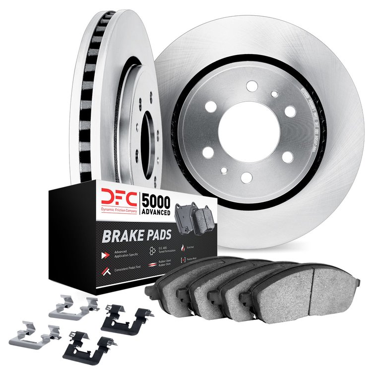5512-37012 Slotted Brake Rotors w/5000 Advanced Brake Pads Kit & Hardware [Silver], 1992-2002 Multiple Makes/Models, Position: F