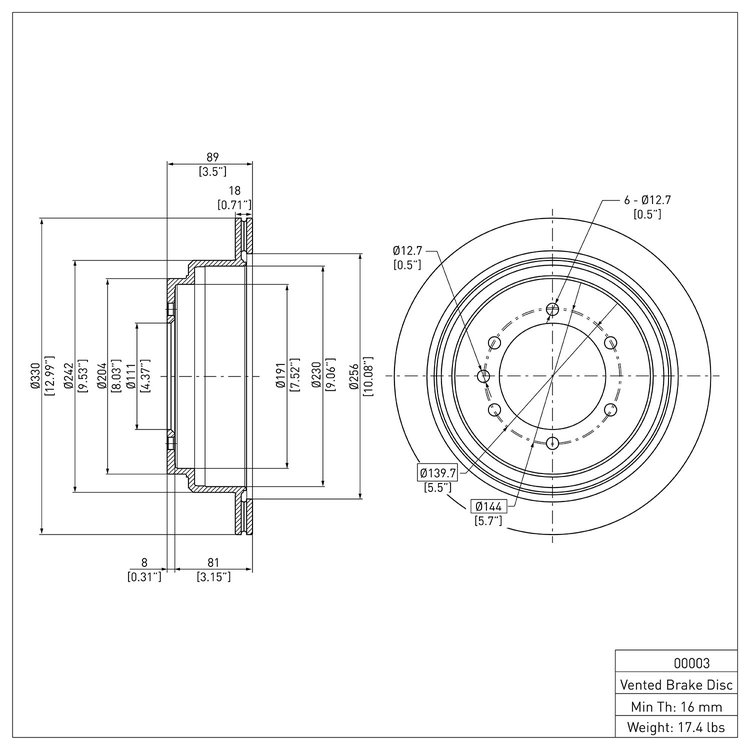 Brake Rotor, Multiple Makes/Models