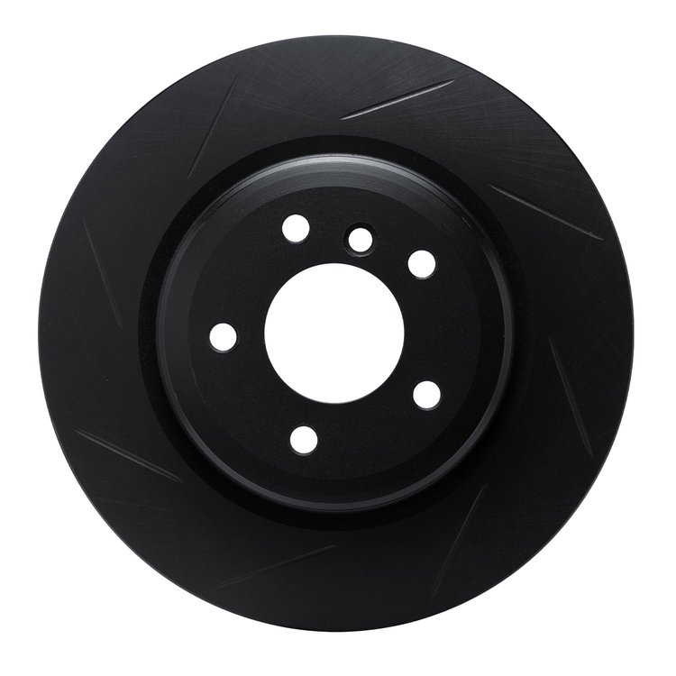 613-31070L Slotted Brake Rotor [Black], 2006-2015 BMW, Position: Rear Left
