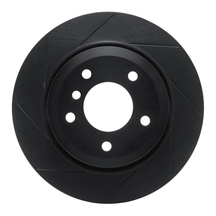 613-31075L Slotted Brake Rotor [Black], 2006-2010 BMW, Position: Rear Left