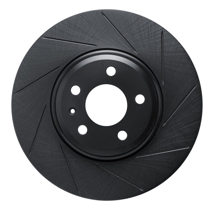 613-73057R Slotted Brake Rotor [Black], 2008-2012 Audi/Volkswagen, Position: Front Right
