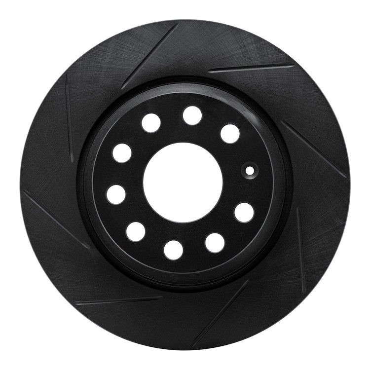 613-74055L Slotted Brake Rotor [Black], 2005-2018 Audi/Volkswagen, Position: Rear Left