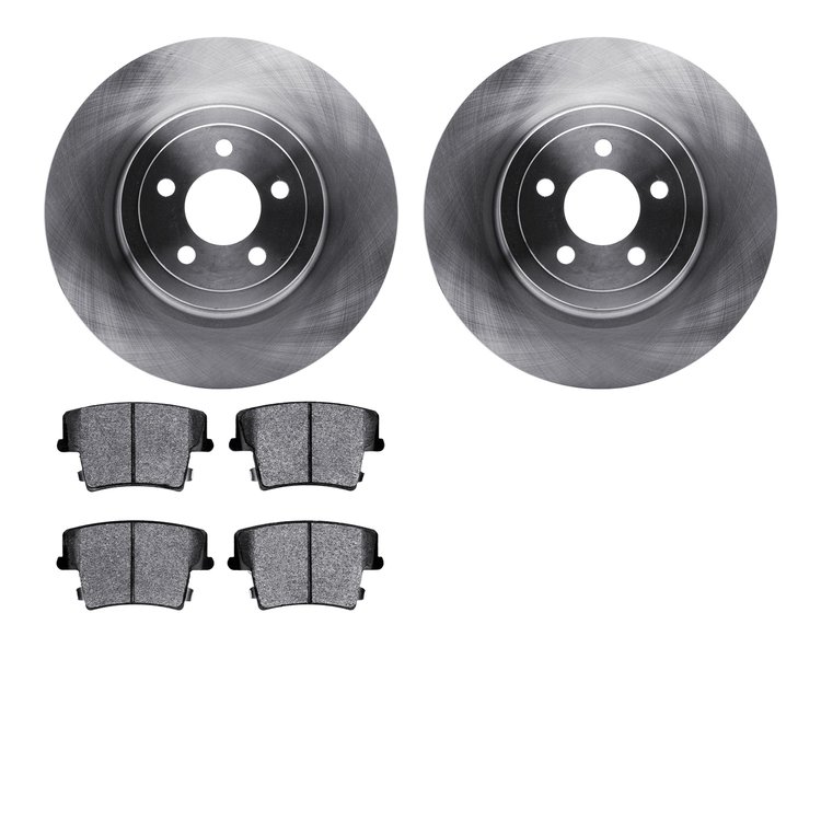 6202-39125 Brake Rotors w/Heavy-Duty Brake Pads Kit, 2006-2014 Mopar, Position: Rear