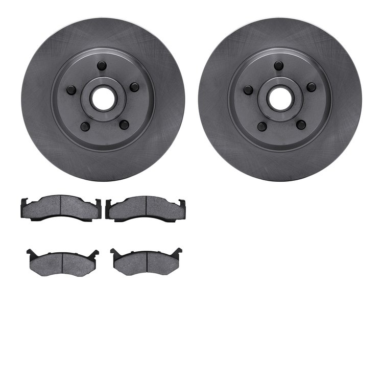 6202-39158 Brake Rotors w/Heavy-Duty Brake Pads Kit, 1973-1981 Mopar, Position: Front