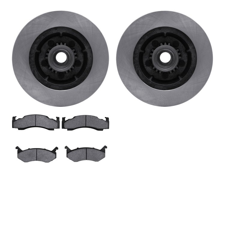 6202-39161 Brake Rotors w/Heavy-Duty Brake Pads Kit, 1974-1984 Mopar, Position: Front