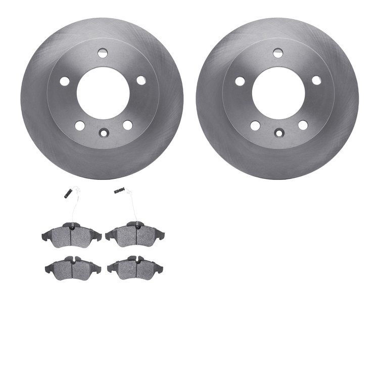 6202-40001 Brake Rotors w/Heavy-Duty Brake Pads Kit, 2002-2006 Multiple Makes/Models, Position: Front