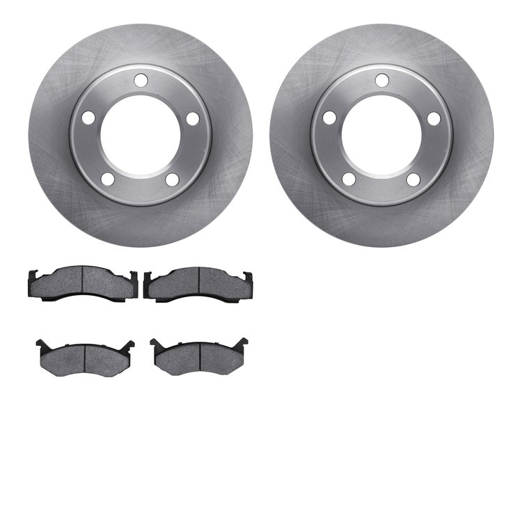 6202-40324 Brake Rotors w/Heavy-Duty Brake Pads Kit, 1980-1993 Mopar, Position: Front