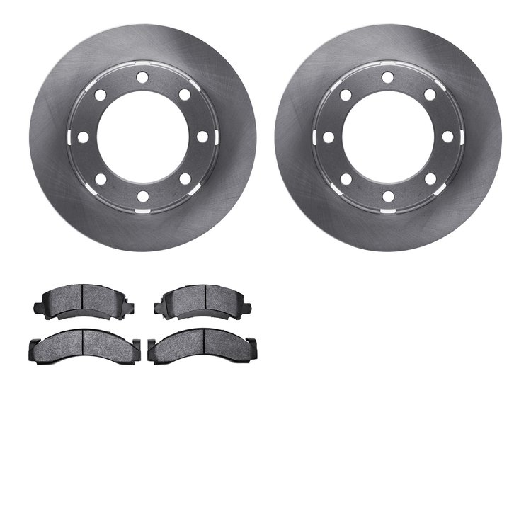 6202-40342 Brake Rotors w/Heavy-Duty Brake Pads Kit, 1975-1989 Mopar, Position: Front