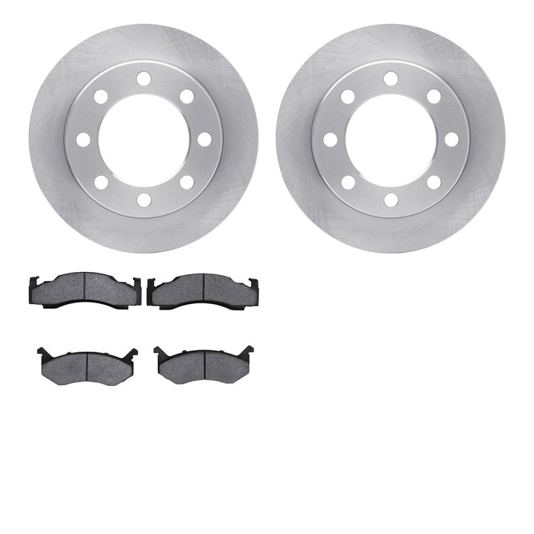 6202-40345 Brake Rotors w/Heavy-Duty Brake Pads Kit, 1989-1993 Mopar, Position: Front