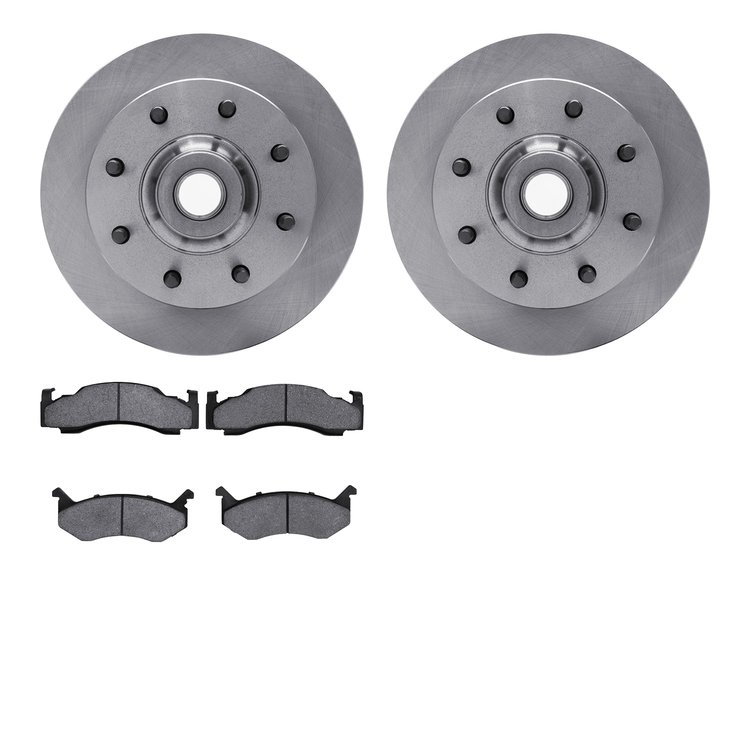 6202-40360 Brake Rotors w/Heavy-Duty Brake Pads Kit, 1994-1997 Mopar, Position: Front