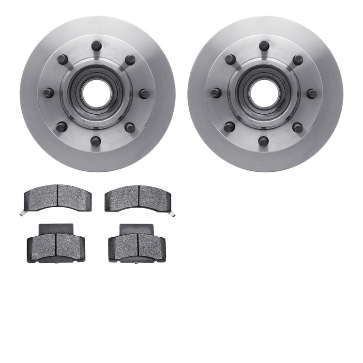 6202-40378 Brake Rotors w/Heavy-Duty Brake Pads Kit, 1994-1999 Mopar, Position: Front