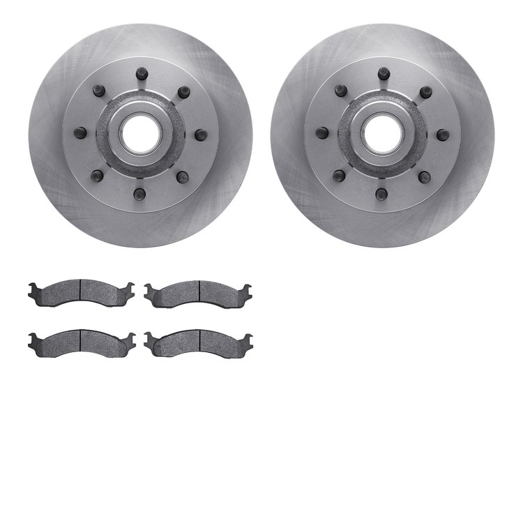 6202-40402 Brake Rotors w/Heavy-Duty Brake Pads Kit, 1998-2003 Mopar, Position: Front
