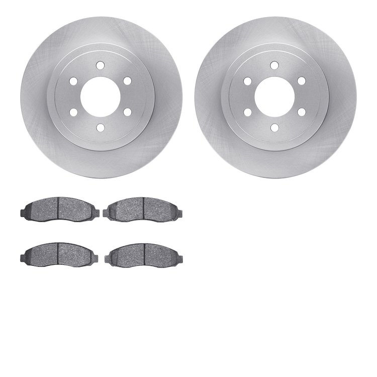 6202-40447 Brake Rotors w/Heavy-Duty Brake Pads Kit, 2003-2004 Mopar, Position: Front