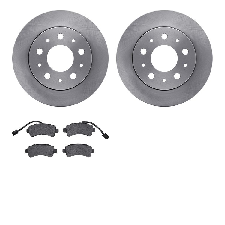 6202-40519 Brake Rotors w/Heavy-Duty Brake Pads Kit, 2014-2021 Mopar, Position: Rear