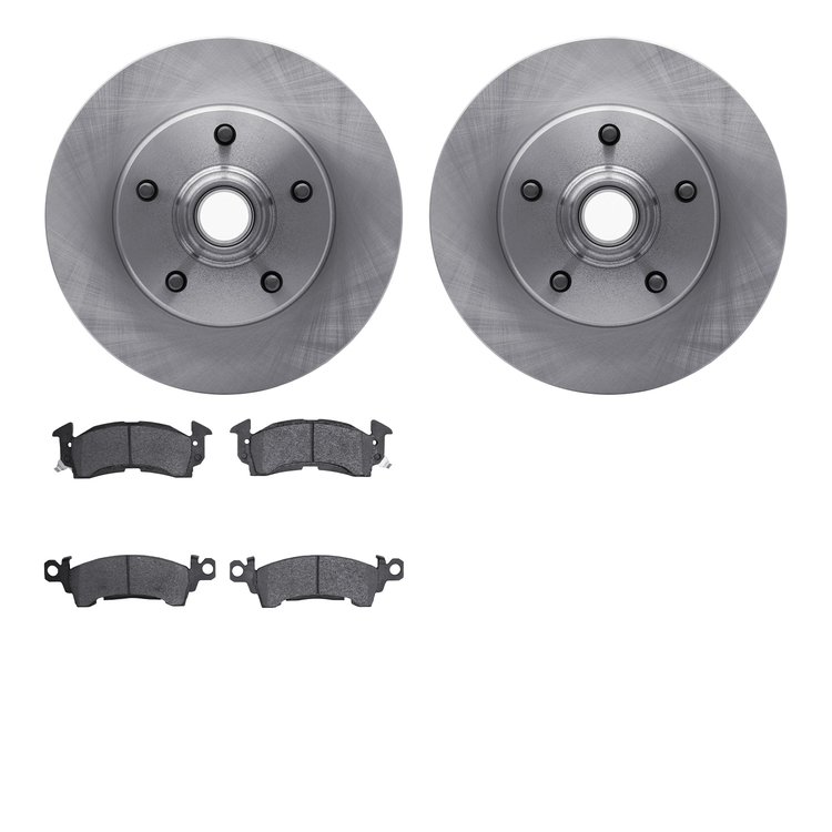 6202-47114 Brake Rotors w/Heavy-Duty Brake Pads Kit, 1969-1974 GM, Position: Front