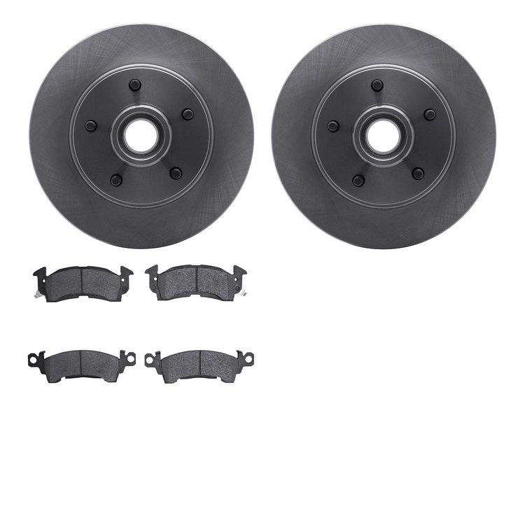 6202-47121 Brake Rotors w/Heavy-Duty Brake Pads Kit, 1970-1981 GM, Position: Front